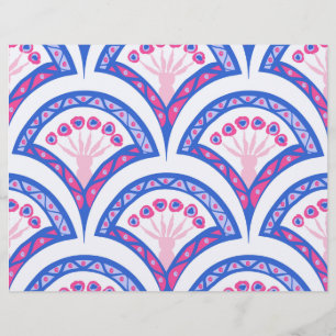 En-tête De Lettre motif damassé floral bleu