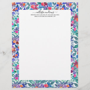 En-tête De Lettre Motif d'aquarelle aux fraises florales