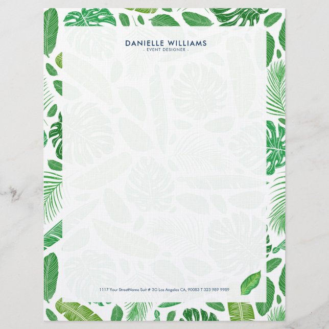 En-tête De Lettre Motif de feuilles vertes tropicales (Devant)