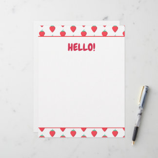 En-tête De Lettre Motif esthétique Mignon Amour Fraise Kawaii