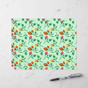 En-tête De Lettre Motif floral avec fleurs roses colorées