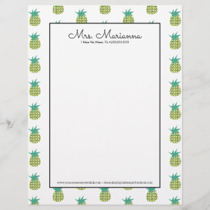 En-tête De Lettre Motif géométrique d'ananas néon d'été