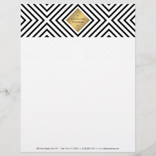 En-tête De Lettre Motif noir et blanc audacieux géométrique de mod