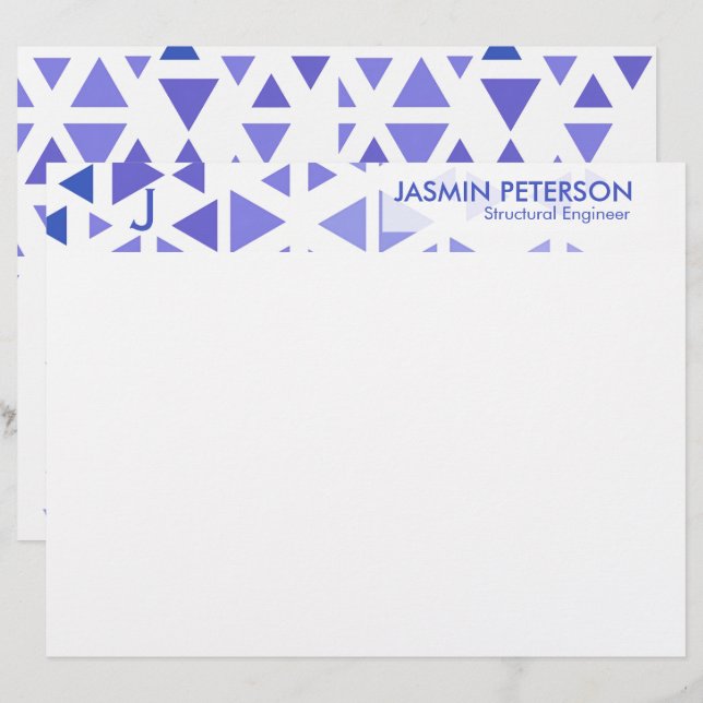 En-tête De Lettre Motif Triangle Bleu Unique (Devant / Derrière)