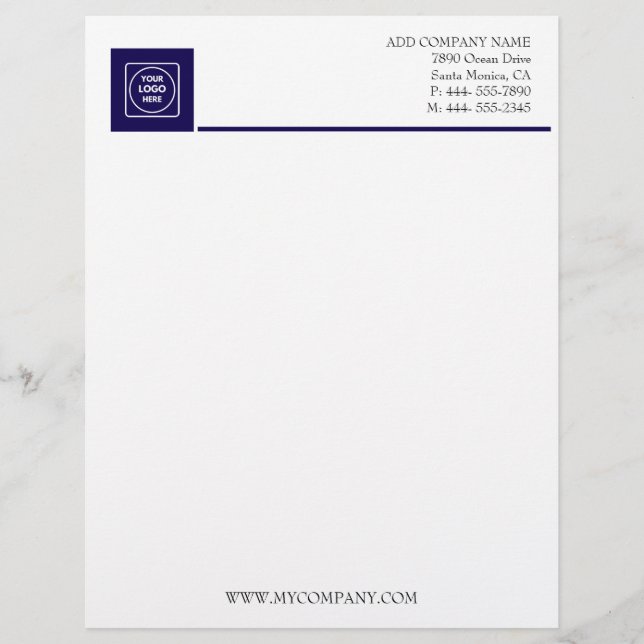 En-tête De Lettre Navy White Basic Business Office letterhead (Devant)