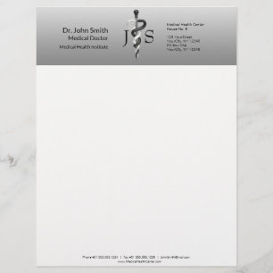 En-tête De Lettre Noble Classy Médicale Élégant Noir Blanc Asclepius
