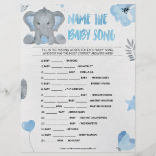 En-tête De Lettre Nom Cette Chanson De Bébé [Baby Elephant [Bleu]