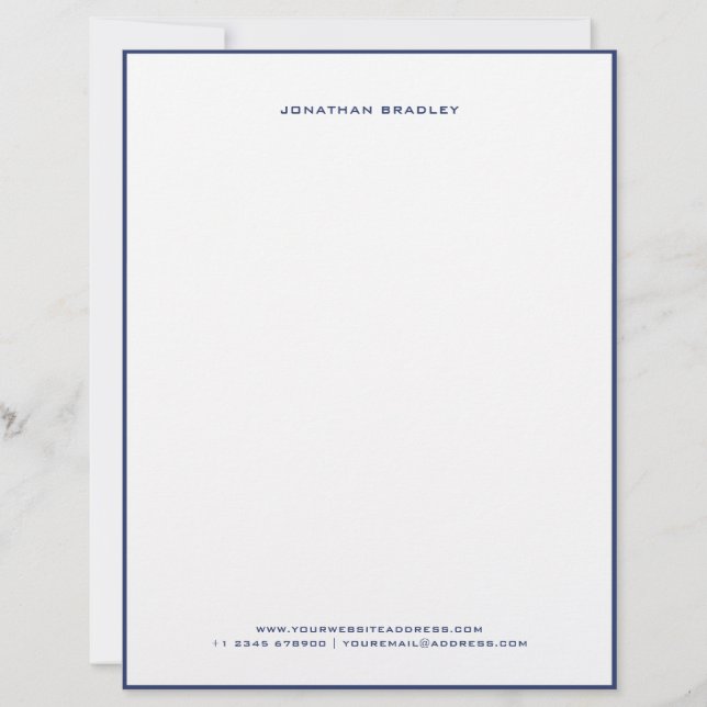 En-tête De Lettre Nom complet en majuscules avec bordure simple bleu (Devant)
