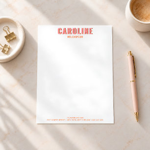En-tête De Lettre Nom personnalisé avec typographie rétro rose et or