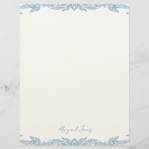 En-tête De Lettre Nom personnalisé en écriture manuscrite bleu vinta