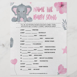 En-tête De Lettre Nom Que Bébé Chanson [[Baby Elephant [Rose]]