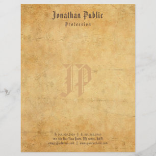 En-tête De Lettre Nostalgique Vieux Papier Look Monogramme Élégant V