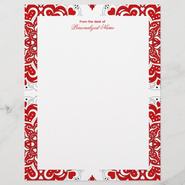 En-tête De Lettre Notes d'amour complexes - Rouge sans doublure (Devant)