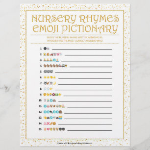 En-tête De Lettre Nursery Rhymes Emoji Pictionary [Golden Sparkles]
