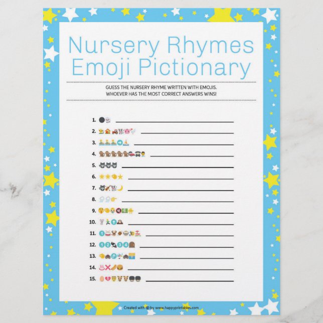 En-tête De Lettre Nursery Rhymes Emoji Pictionary [Starry Night Blue (Devant)