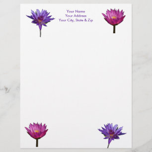 En-tête De Lettre Nymphéa Lotus Pourpre