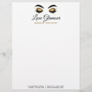 En-tête De Lettre OEil d'or glamoureux coups de maquillage Artiste b