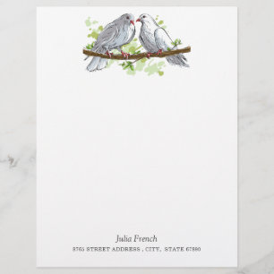 En-tête De Lettre Oiseaux de la colombe blanche sur le papier à lett