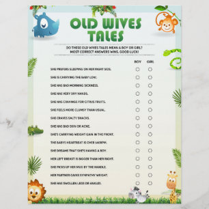 En-tête De Lettre Old Wives Tales Baby shower Jeu [Thème animal]