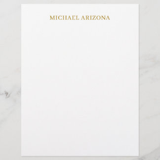 En-tête De Lettre Or & Blanc Minimaliste Simple Moderne