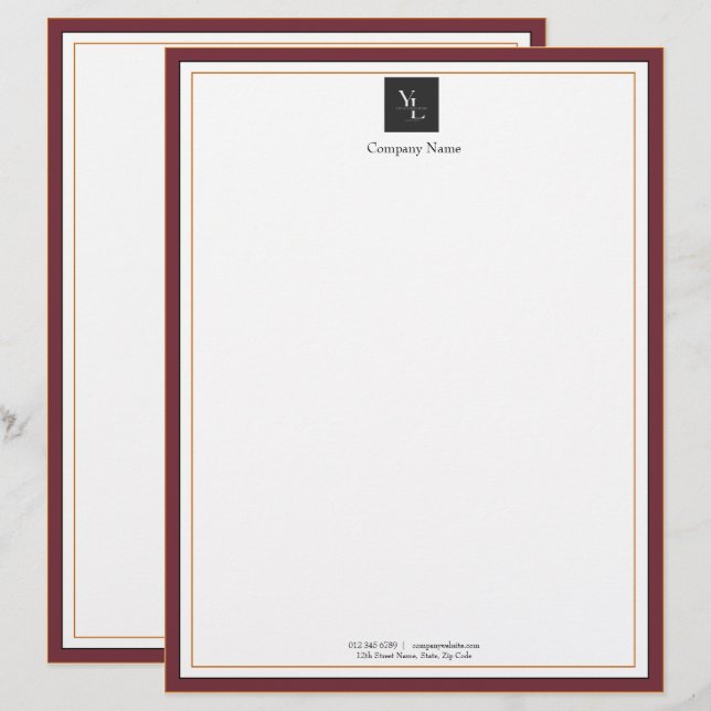 En-tête De Lettre Or rouge moderne avec logo (Devant / Derrière)
