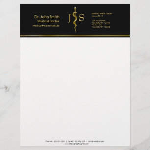 En-tête De Lettre Or sur le bâton noir classique Asclepius Médicale