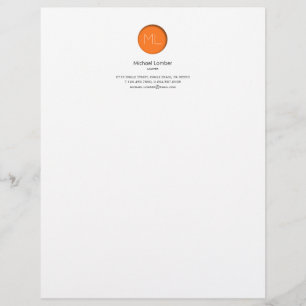 En-tête de lettre orange de dessus de monogramme