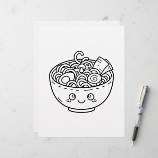 En-tête De Lettre Page de coloriage bol de ramen japonais Kawaii