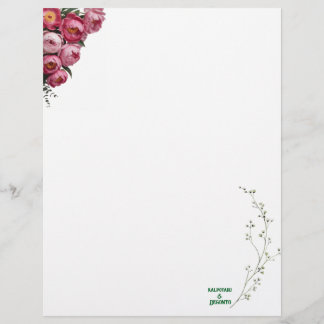 En-tête De Lettre Panneau de bienvenue de mariage floral rose élégan