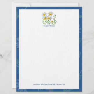 En-tête De Lettre Papier à Lettre à Motif Floral Aquarelle Peint à l