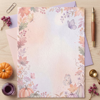En-tête De Lettre Papier à lettre personnalisé Boho Automne Citrouil