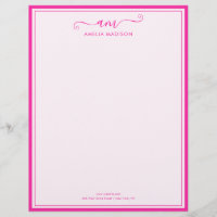 Papier à Lettre Rose Vibrant Écriture Manuscrite