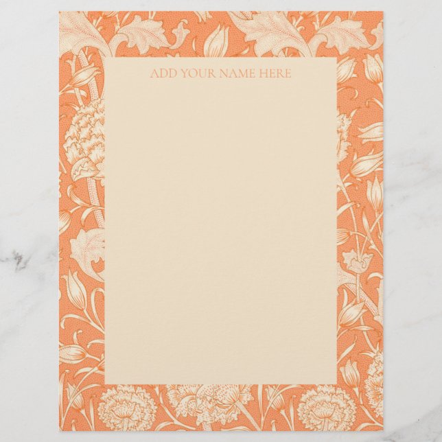 EN-TÊTE DE LETTRE PAPIER À LETTRE: WILLIAM MORRIS : "TULIP SAUVAGE" (Devant)