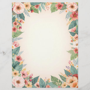 En-tête De Lettre Papier à lettres avec bordure de fleurs tropicales