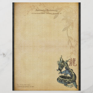 En-tête De Lettre Papier à lettres bleu chinois de dragon