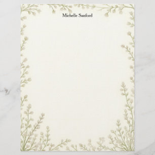 En-tête De Lettre Papier à lettres cadre de petites fleurs blanches
