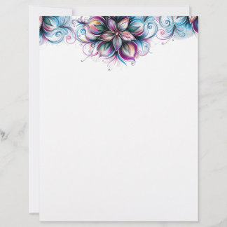 En-tête De Lettre Papier à lettres élégant à motif floral en spirale
