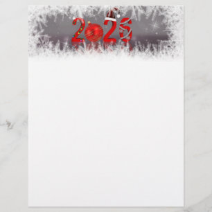 En-tête De Lettre Papier à lettres festif rouge Noël Nouvel An 2026