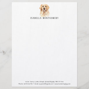 En-tête De Lettre Papier à lettres Golden Retriever aquarelle