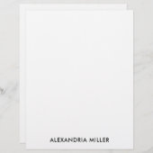 En-tête De Lettre Papier minimaliste noir noir personnalisé (Devant / Derrière)