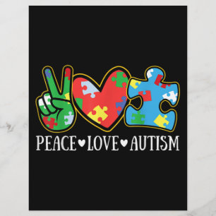 En-tête De Lettre Peace Love Autism Puzzle Sensibilisation sur l'aut