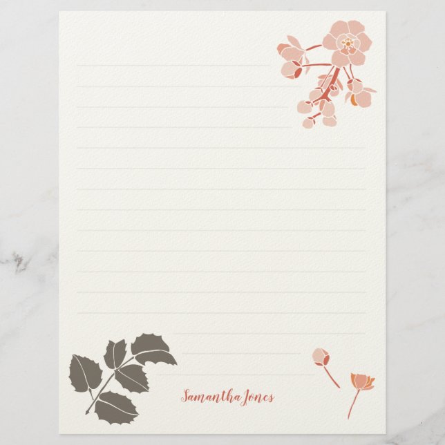 En-tête De Lettre Peachy Pink Oregon Grape Flower Letterhead (Devant)