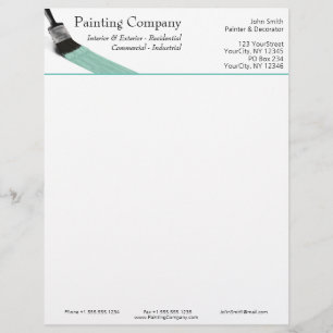 En-tête De Lettre Peinture Peintre Service Société Brush Pastel Mint