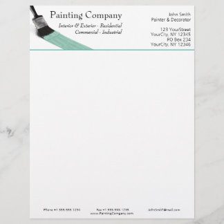 En-tête De Lettre Peinture Peintre Service Société Brush Pastel Mint
