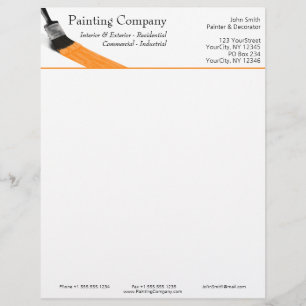 En-tête De Lettre Peinture Peintre Service Société Pinceau Orange