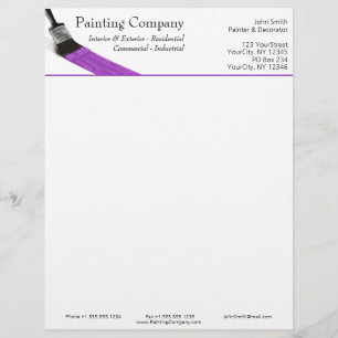En-tête De Lettre Peinture Peintre Service Société Pinceau violet