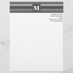 En-tête De Lettre Personnalisée Bandes gris monogramme