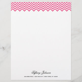 En-tête De Lettre Personnalisée Bordure moderne Chevron rose chaud