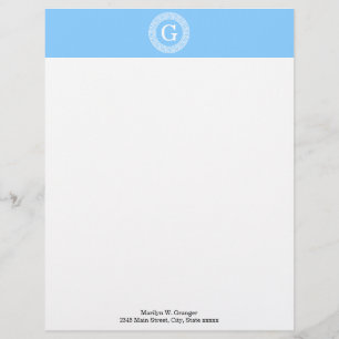En-tête De Lettre Personnalisée Ciel bleu What Grèce clé cadre de ligne initiale M