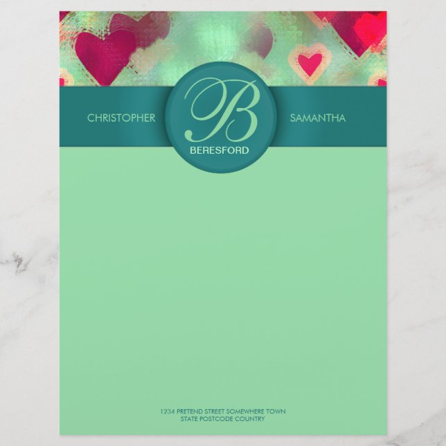 En-tête De Lettre Personnalisée Dream Love he(Arts) Monogram Letterhead (Devant)